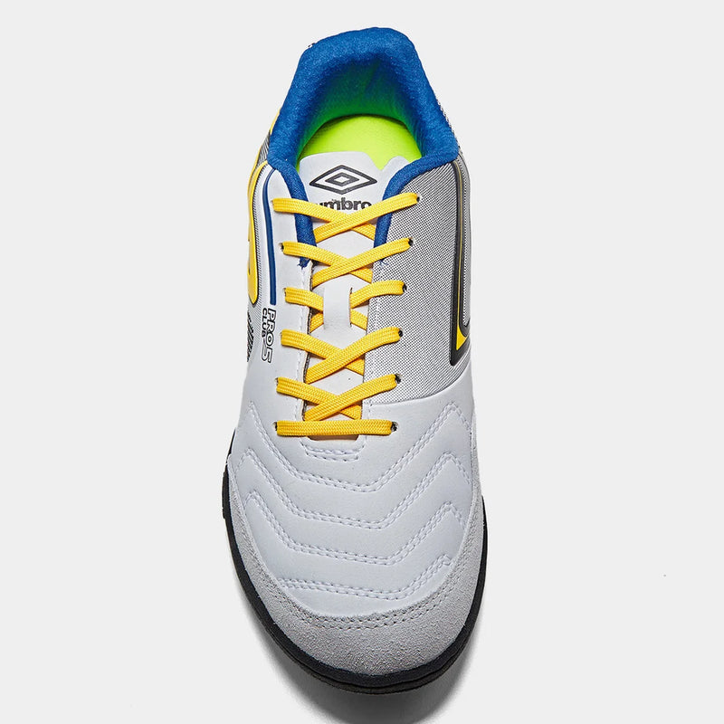 Chuteira Society Umbro Pro 5 Bump Club Unissex - Branco+Amarelo