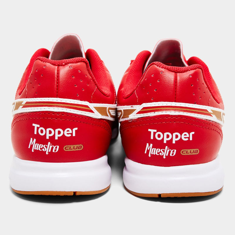 Chuteira Futsal Topper Maestro Club V Prisma Unissex - Vermelho+Branco